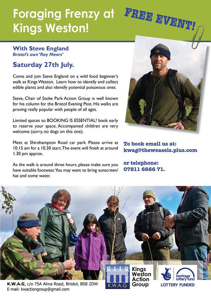 Kings Weston Action Group have organised a wild food walk with Steve England on 27th July 2013