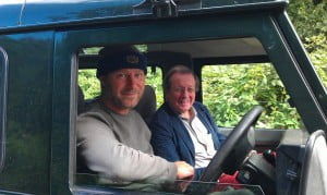 Steve with George Ferguson, Mayor of Bristol, in Steve's Land Rover
