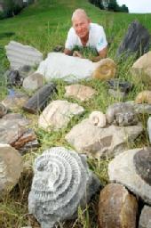 Steve England with some of his fossil finds